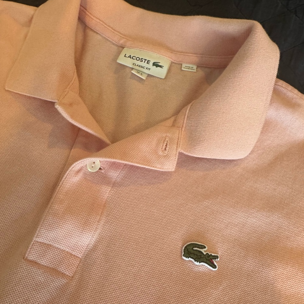 Men’s Lacoste Pink Polo Shirt Classic Casual Style EUC - Picture 4 of 4